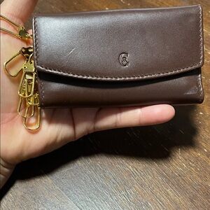 Cerruti 1881Leather Key Wallet with Embossed 'C' Logo - Dark Brown